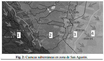 : Unidades geomorfológicas en zona de San Agustín.